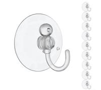 Paquete de 10 ganchos reutilizables con ventosa de PVC con fuerte sujeción para vidrio, metal y azulejos - Ganchos redondos transparentes para baño, cocina y organización de decoración del hogar (3 cm