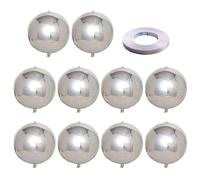 Paquete De 10 Globos Plateados, 1 Rollo De Cinta Para Globos, Globos De Papel De Aluminio 4D, Globos De Espejo Tridimensionales, Decoraciones Con Globos Para Bodas Y Fiestas De Cumpleaños