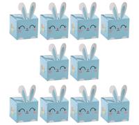 Paquete de 10 hermosas cajas de regalo de conejo de color azul para regalos de fiesta de Pascua y folletos en el aula