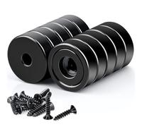 Paquete de 10 imanes con agujeros, imán de neodimio fuerte de 16 mm, resistente, imanes redondos de tierras raras con tornillos para montaje en pared, herramientas de elevación