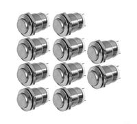 Paquete de 10 interruptores de botón momentáneos de 12 mm con protección IP65 impermeable y función de reinicio automático 3A250V para varios usos eléctricos