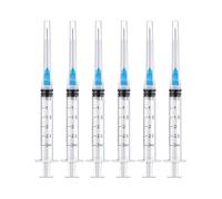 Paquete de 10 jeringas de laboratorio desechables Luer Lock de 3 ml/cc con aguja de 23 Ga de 1.5 pulgadas, empaquetadas individualmente