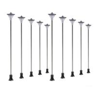 Paquete de 10 lámparas de calle LED blancas de escala Ho para modelo de ferrocarril, escena de jardín, escala 1:100, decoración arquitectónica de mesa de arena con cables y bombillas, 3 V, 6 V
