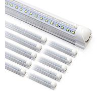 Paquete de 10 lámparas LED para tienda de 8 pies, tubo de luz LED integrado T8 de 90 W, 6500 K, 12000 lm, forma de V, enlazable, alta salida, cubierta transparente, Plug and Play, iluminación de 270
