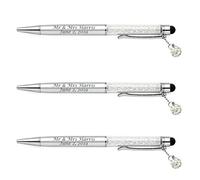 Paquete de 10 lápices capacitivos personalizados con dije de cristal colgante, bolígrafo de regalo de agradecimiento, diversión escolar y bolígrafo de metal novedoso con punta de lápiz capacitivo para