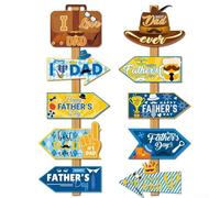 Paquete de 10 letreros de césped para el día del padre, estaca de madera, decoración direccional para fiestas, cartulina resistente de 300 g para jardín, camino, celebración de eventos
