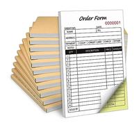 Paquete de 10 libros de recibos con cartón, 2 partes sin carbono, formularios de pedido para pequeñas empresas - 8.3 x 5.5 pulgadas, 50 juegos x 10