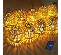 Paquete De 10 Luces LED Solares De Exterior, Farolillos Exteriores Resistentes Intemperie IP44, Luces Solares De Cuerda De Papel Para Exteriores, Para Jardín, Balcón, Terraza, Exterior, Blanco Cálido