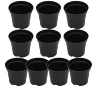 Paquete de 10 macetas de plástico negro con 8 tipos de tamaño B80# a B150# hechas a través de moldeo por inyección para integridad estructural (B100#)