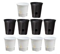 Paquete de 10 macetas de riego automático en plástico con múltiples puntos de drenaje para mejorar la circulación de oxígeno y promover el desarrollo saludable de las plantas (150B)