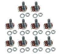 Paquete de 10 macetas de volumen de guitarra de 18 mm A500K/B500K/A250K/B250K con textura de metal de eje dividido para músicos y luthiers