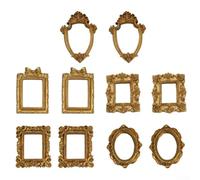 Paquete de 10 marcos de fotos dorados vintage con cinco opciones de forma para mejorar tableros de fotos, portadas de diario y elementos interiores en miniatura