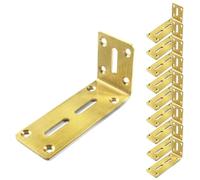 Paquete de 10 marcos de soporte de acero inoxidable,código de esquina ajustable en forma de L,ángulo de soporte de ángulo recto de 90 grados,soporte de refuerzo de muebles cepillado para estantes