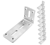 Paquete de 10 marcos de soporte de acero inoxidable,código de esquina ajustable en forma de L,ángulo de soporte de ángulo recto de 90 grados,soporte de refuerzo de muebles cepillado para estantes