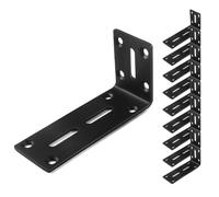 Paquete de 10 marcos de soporte de acero inoxidable,código de esquina ajustable en forma de L,ángulo de soporte de ángulo recto de 90 grados,soporte de refuerzo de muebles cepillado para estantes