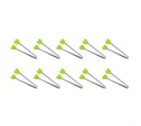 Paquete de 10 mini pinzas en forma de corazón con puntas de silicona resistentes al calor, pinzas de acero inoxidable para barbacoa y parrilla para cocinar, barbacoa, (verde)