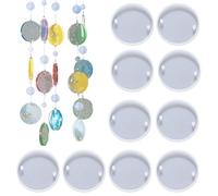 Paquete de 10 moldes de silicona con doble agujero, colgante para manualidades, forma redonda, textura de silicona, perfecto para proyectos de joyería, molde de doble agujero