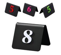 Paquete de 10 números de mesa acrílicos negros del 1 al 100 letreros de plástico independientes de doble cara para bodas, fiestas, eventos, pantalla digital 3D y elegante