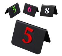 Paquete de 10 números de mesa acrílicos negros del 1 al 100 tarjetas de tienda independientes de doble cara para bodas, fiestas y eventos, letreros de números de plástico 3D para ajustes de mesa