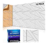 【Paquete de 10】Paneles acústicos autoadhesivos (0.4 pulgadas de grosor | 0.95 libras/pies ³ de densidad media) - Azulejos de espuma insonorizada de 12 x 12 pulgadas para absorción de sonido en la