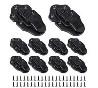 Paquete de 10 pestillos de palanca de pico de pato, cerrojos de palanca, cierres de pecho con tornillos para joyero, cajas de madera, gabinetes, maletas (negro)
