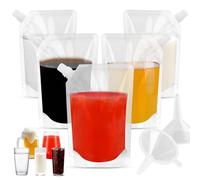 Paquete de 10 petacas de plástico, petaca con embudo, bolsas reutilizables para bebidas, a prueba de fugas, sin BPA, para viajes, deportes al aire libre, conciertos, eventos (boca biselada, 16 onzas)
