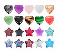 Paquete De 10 Piedras De Estrella De Cinco Puntas, Con 10 Piedras En Forma De Corazón, Piedras De Cristal De Chakra, Adornos En Forma De Corazón, Manualidades De Bricolaje (Colores Aleatorios)