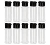 Paquete de 10 pimenteros, botellas de especias con tapa con bisagras, botellas de especias con base transparente, botellas dispensadoras de especias, tarros de almacenamiento de plástico, botellas de