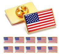 Paquete de 10 pines de solapa de la bandera de Estados Unidos, insignias esmaltadas con ribete dorado para el Día de la Independencia, eventos patrióticos, oficina, chaqueta de traje, mochila o