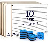 Paquete de 10 pizarras blancas de borrado en seco de 9 x 12 pulgadas para escribir notas musicales y más (mini pizarras blancas de doble cara) borradores incluidos