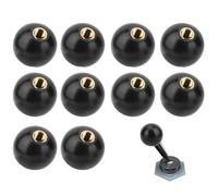 Paquete de 10 pomos de bola negros, manijas de máquina de baquelita con inserto de rosca de cobre, perillas de control de instalación rápida para herramientas de maquinaria