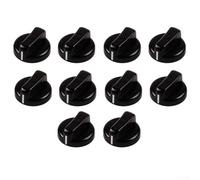 Paquete de 10 pomos de control de encendido para estufa de gas, con borde de metal, interruptor de rotación inversa de 0 grados negro para cocinas de mesa (perilla A)