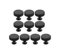 Paquete de 10 pomos moleteados redondos para gabinetes de cocina, color negro mate