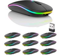 Paquete de 10 ratones inalámbricos Bluetooth, LED de modo dual recargable, silencioso, delgado, portátil (BT5.2 + receptor USB), ratones de computadora de modo dual, para laptop, computadora de