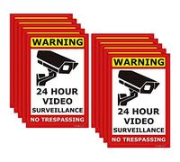 Paquete de 10 señales de vigilancia de vídeo de 24 horas, CCTV, protección UV y resistente al agua