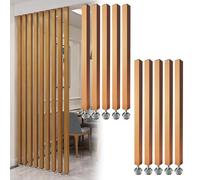 Paquete de 10 separadores de habitación de listones de madera, partición de columna de madera ajustable de 82.6 pulgadas de alto para salón, comedor, oficina en casa, decoración versátil