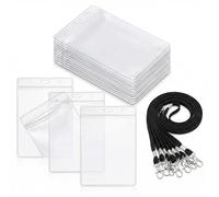 Paquete de 10 soportes grandes para pasaporte con cordón, portatarjetas de identificación de PVC transparente de 4.1 x 5.5 pulgadas, cremallera resellable, cubierta impermeable para pasaporte con 3