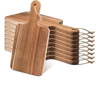Paquete de 10 tablas de cortar de madera de acacia, tablas de cortar de madera con asa, tabla de charcutería, tabla de servir para carne, frutas, pan, queso, planche a decouper, 30 x 15 cm