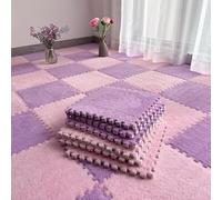 Paquete de 10 tapetes de espuma de 30 x 30 x 1 cm, tapete de espuma de felpa esponjosa, protector de suelo, alfombra de área peluda, azulejos cuadrados, tapete de juego de rompecabezas para sala de