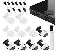 Paquete de 10 tapones antipérdida USB tipo C + 10 protectores antipolvo para conector de auriculares de 3,5 mm + 1 cepillo, cubierta de silicona antipolvo compatible con puerto de carga Samsung Galaxy