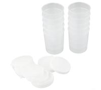 Paquete de 10 tazas medidoras de plástico transparente con marcas graduadas y tapas, tamaños 30 ml, 50 ml, 100 ml, para aplicaciones de cocina y laboratorio (30 ml)