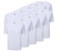 Paquete de 10 Unidades - Camiseta de Verano Ligera con Mangas Cortas 100% Algodón - 10-TS135 Blanco XS