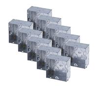 Paquete de 10 unidades de 1 pandilla individual de 35 mm de metal trasero interruptor de enchufe eléctrico empobrecido pared Pattress 1G montaje empotrado BS EN 60670 5733 UK estándar latón tornillo