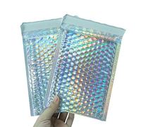 Paquete de 10 unidades de sobres de burbujas de papel de aluminio, embalaje de pestañas de colores, bolsa de mensajería autoadhesiva para regalo, sobres de envío acolchados, arcoíris, 15x20cm