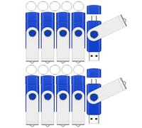 Paquete de 10 unidades flash FAT32 USB 2.0 y tipo C de 8 GB (azul)