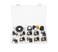 (Paquete de 10) WH148 Horizontal de una sola vuelta 5 pines potenciómetro con interruptor B5K 5K Ohm Resistencias variables Eje moleteado de 15 mm Tapas de pomo de aleación de aluminio