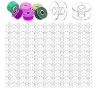 Paquete de 100 bobinas de costura de plástico transparente clase 15 compatibles con máquinas Singer/Brother, Janome SA156, bobinas de poliestireno, bobinas de costura de tamaño estándar para