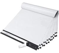 Paquete de 100 bolsas de envío blancas Sobres de plástico autoadhesivos para tarjetas postales Bolsas de correo a prueba de agua y de roturas, 55x60+5cm