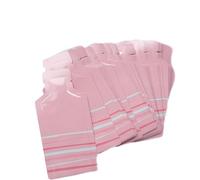 Paquete de 100 bolsas de muestra de champú de sellado térmico, bolsas de papel de aluminio desechables para líquidos, bolsa de líquido de viaje, bolsa portátil con forma de botella abierta, Rosado,
