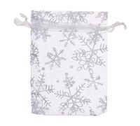 Paquete de 100 bolsas de organza para regalo de boda, con diseño de copo de nieve, 3.5x4.5'' (9x12cm)